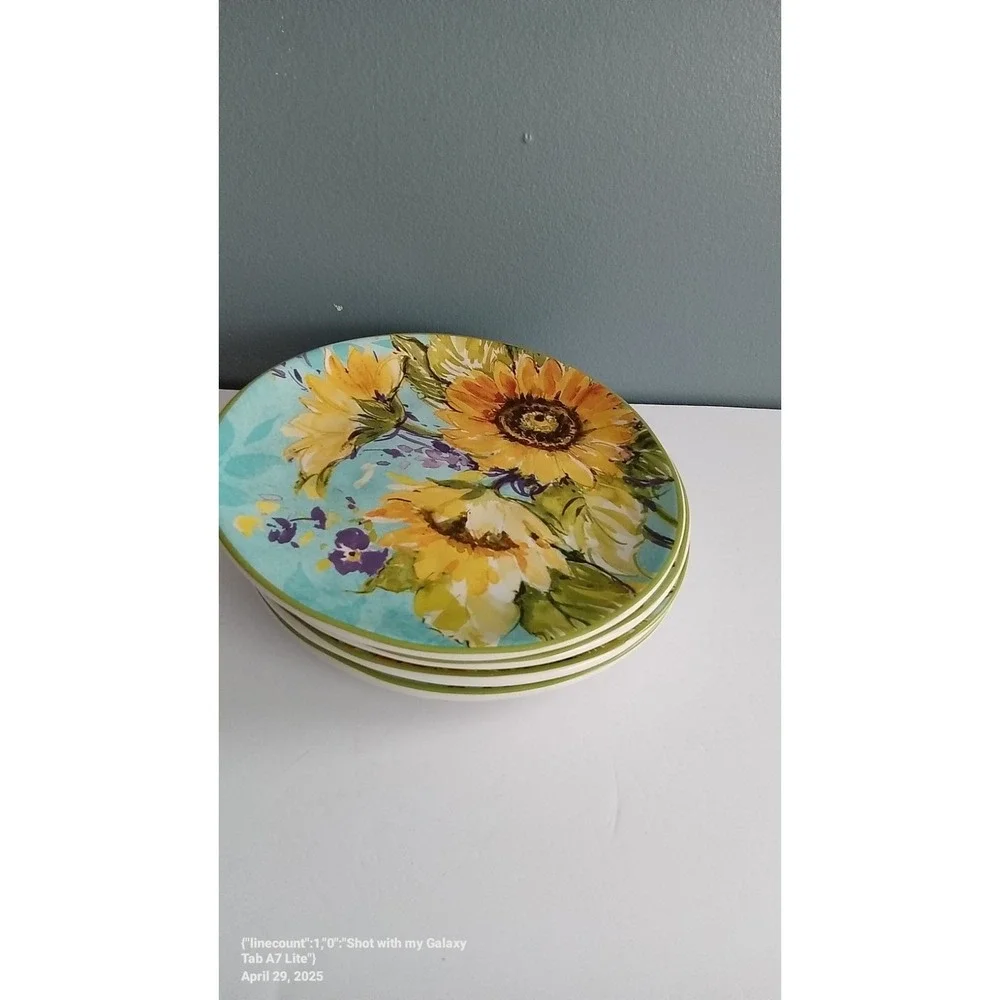 Certified International Sunflower Accent Plates Set of 4 Floral‎